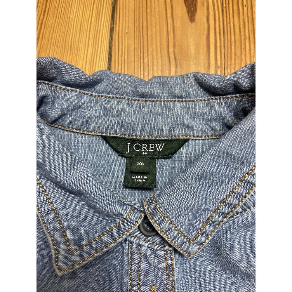 J CREW‎ DENIM SHIRT DRESS XS WOMENS CONVERTIBLE SLEEVE JEAN - Picture 3 of 5